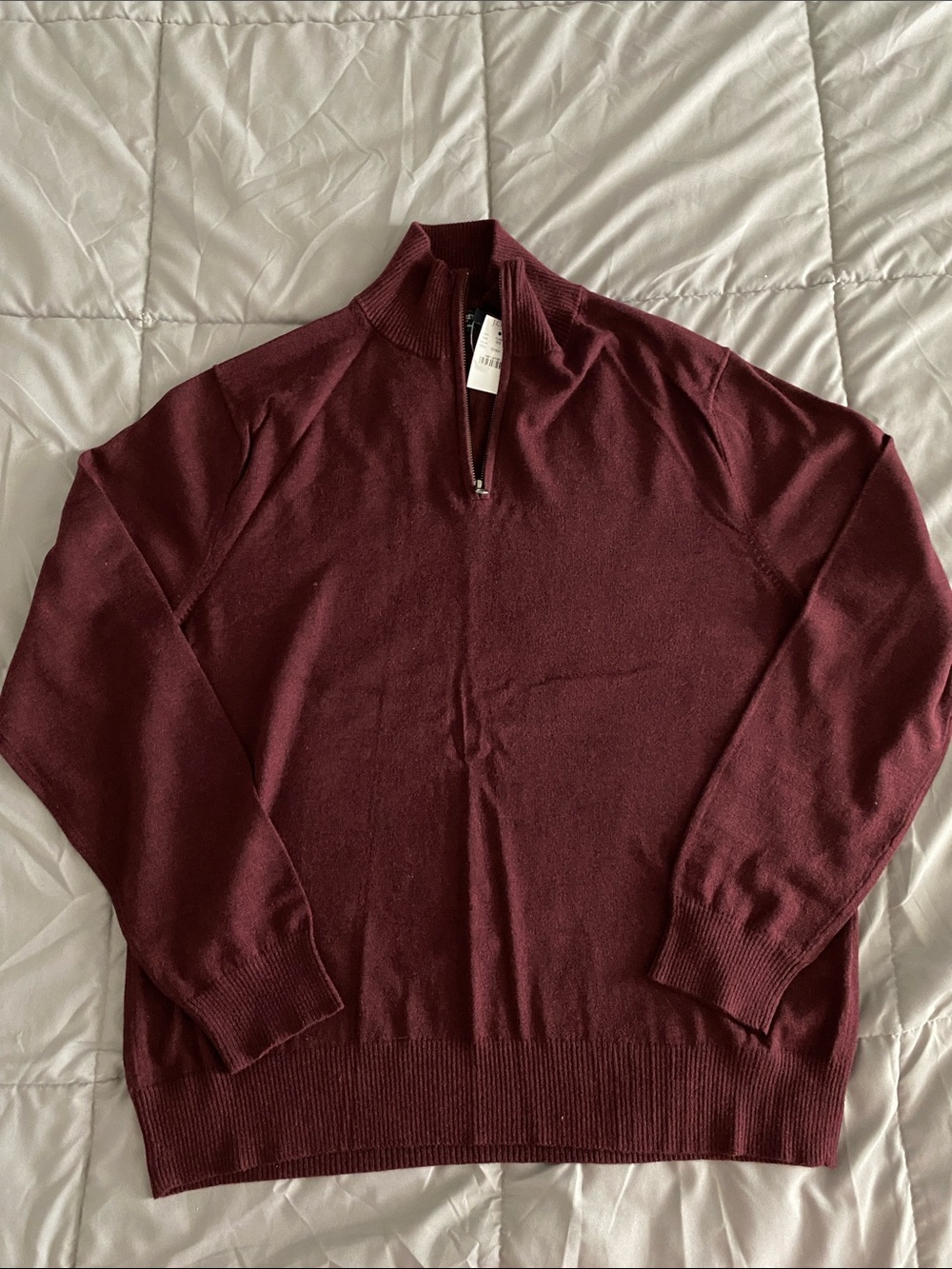 J. Crew Men's Half-Zip Sweater - Burgundy Wine, size XL